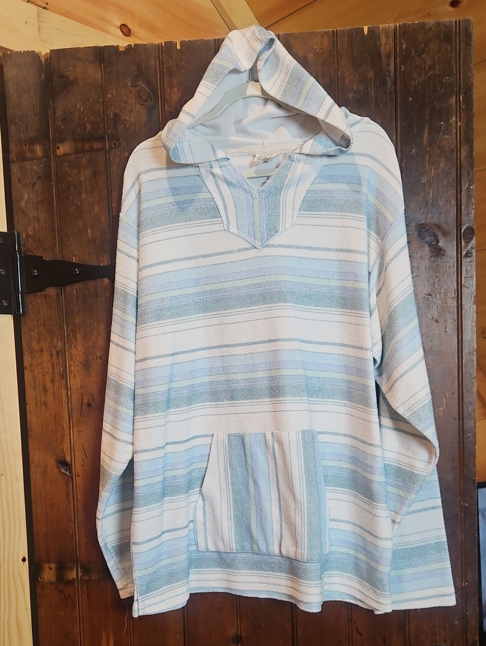 Light Blue & White Striped Crewneck Hoodie Sweater